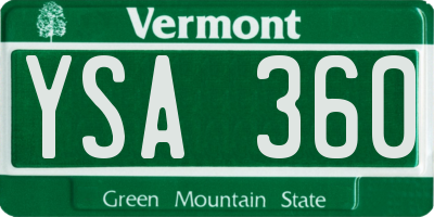 VT license plate YSA360