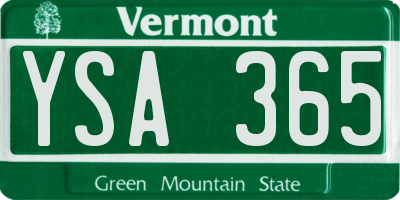 VT license plate YSA365