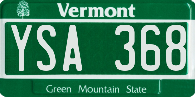 VT license plate YSA368