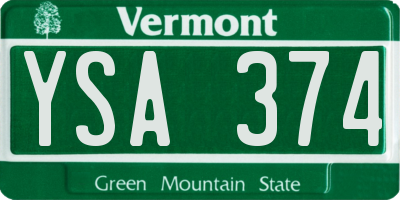 VT license plate YSA374