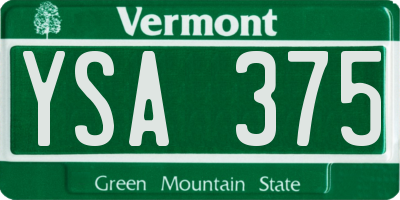 VT license plate YSA375
