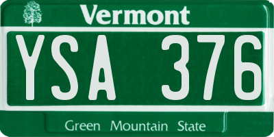VT license plate YSA376