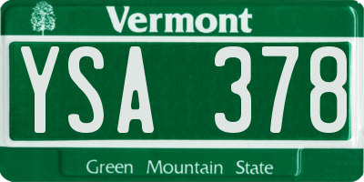 VT license plate YSA378