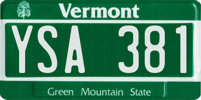 VT license plate YSA381