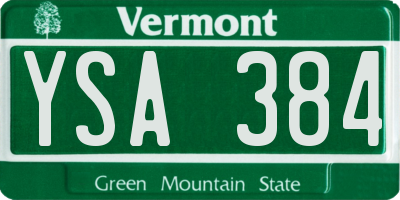 VT license plate YSA384