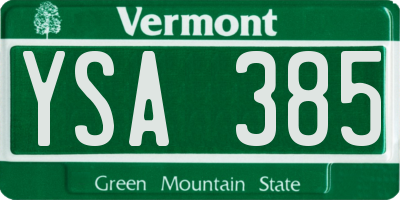 VT license plate YSA385