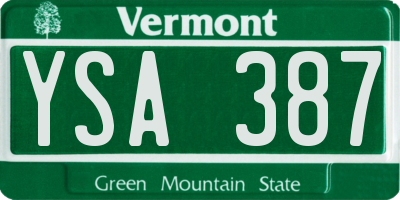 VT license plate YSA387
