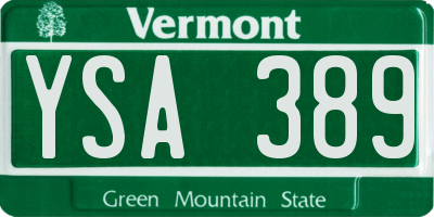 VT license plate YSA389