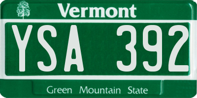 VT license plate YSA392