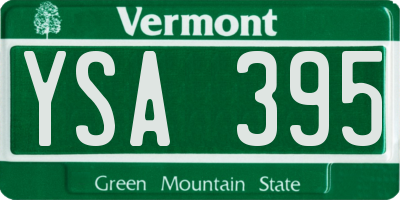 VT license plate YSA395