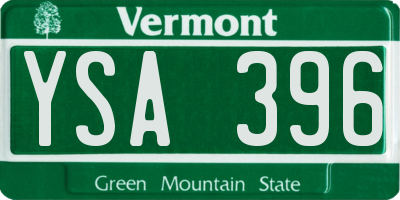 VT license plate YSA396