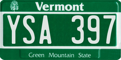 VT license plate YSA397