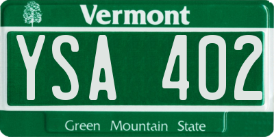 VT license plate YSA402