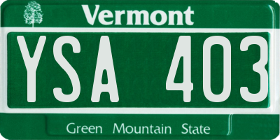 VT license plate YSA403