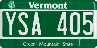 VT license plate YSA405