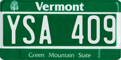 VT license plate YSA409