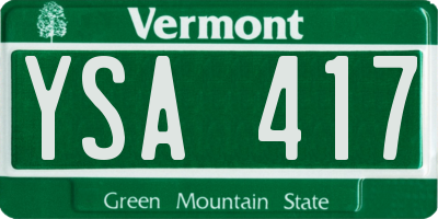 VT license plate YSA417
