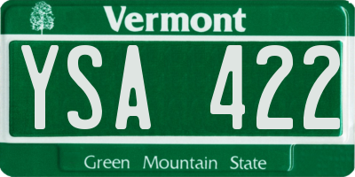 VT license plate YSA422