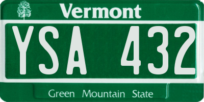 VT license plate YSA432