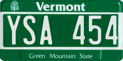 VT license plate YSA454