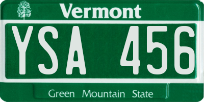 VT license plate YSA456