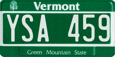 VT license plate YSA459