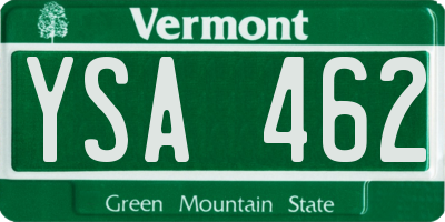VT license plate YSA462
