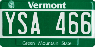 VT license plate YSA466