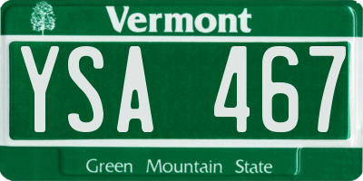 VT license plate YSA467