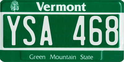 VT license plate YSA468