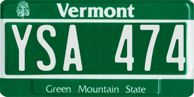 VT license plate YSA474