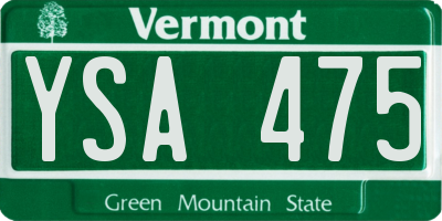 VT license plate YSA475