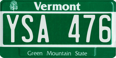 VT license plate YSA476