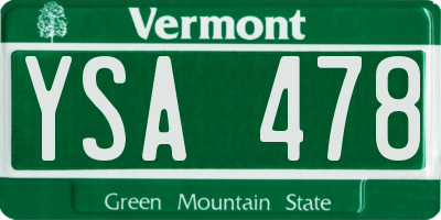 VT license plate YSA478