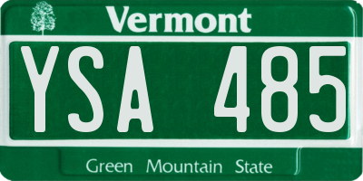 VT license plate YSA485