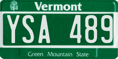 VT license plate YSA489