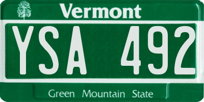 VT license plate YSA492