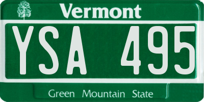 VT license plate YSA495