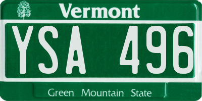 VT license plate YSA496