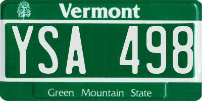 VT license plate YSA498