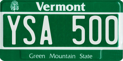 VT license plate YSA500