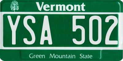 VT license plate YSA502