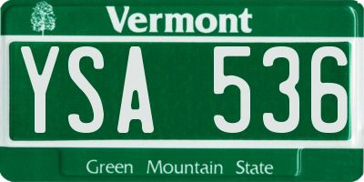 VT license plate YSA536