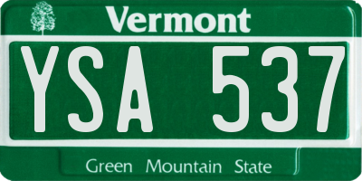 VT license plate YSA537
