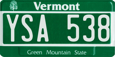 VT license plate YSA538