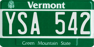 VT license plate YSA542