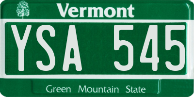 VT license plate YSA545