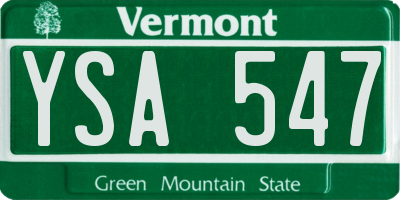 VT license plate YSA547
