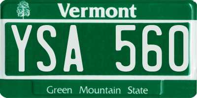 VT license plate YSA560