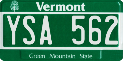 VT license plate YSA562